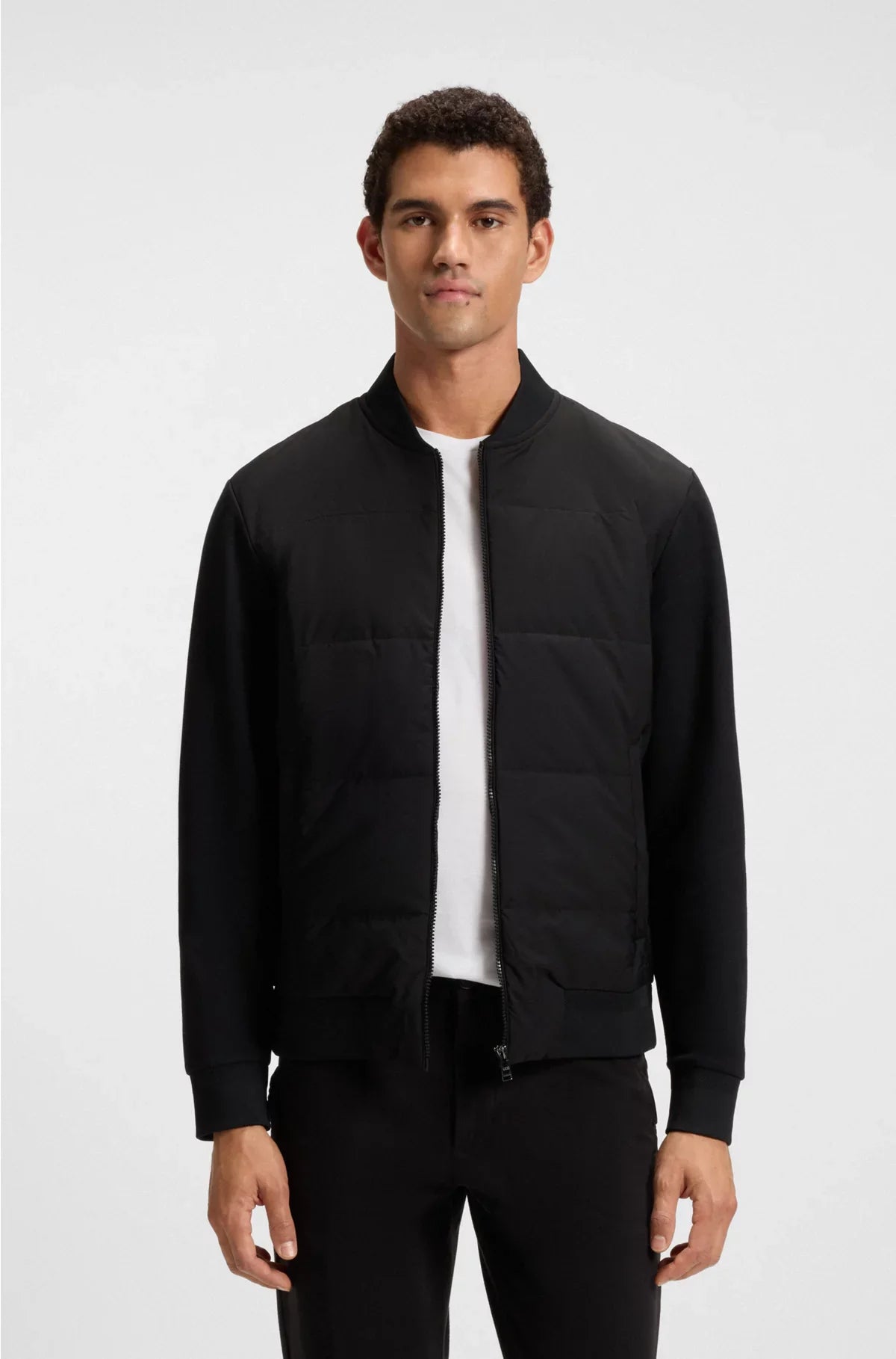 COTTON-BLEND ZIP-UP SWEATSHIRT WITH PADDED FRONT