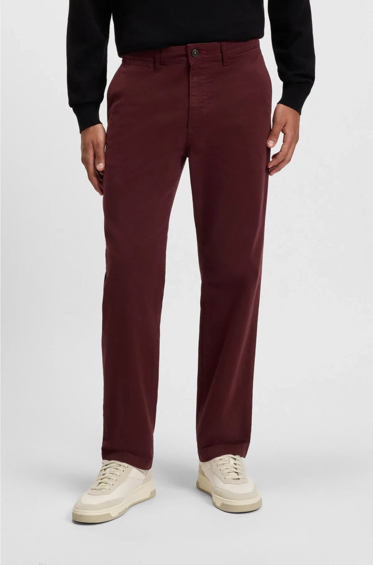 REGULAR-FIT TROUSERS IN STRETCH-COTTON SATIN