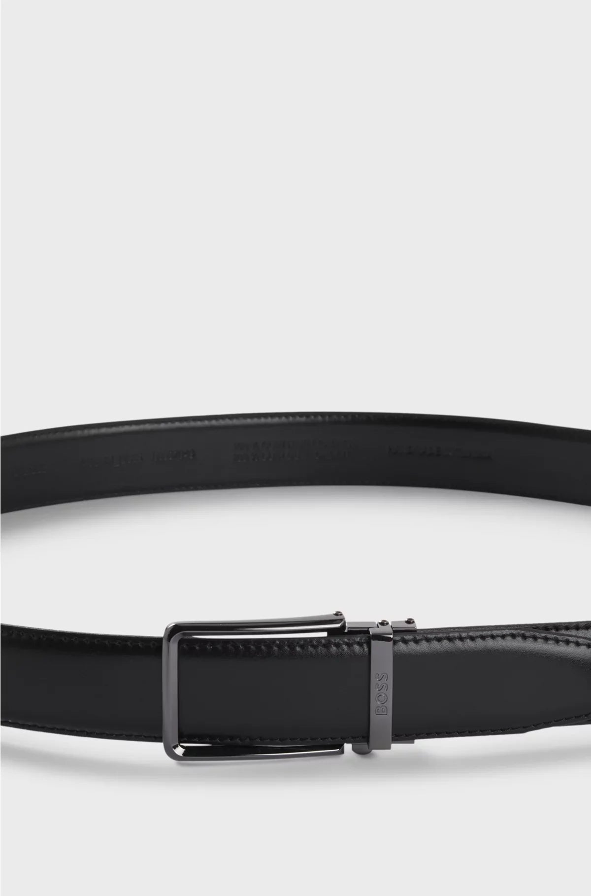ITALIAN-LEATHER AUTOMATIC BELT WITH LOGO KEEPER