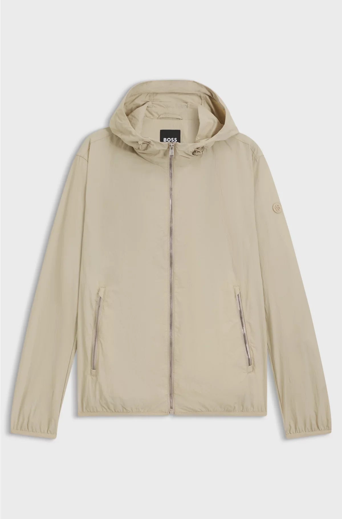 WATER-REPELLENT JACKET IN CRINKLE FABRIC WITH ADJUSTABLE HOOD