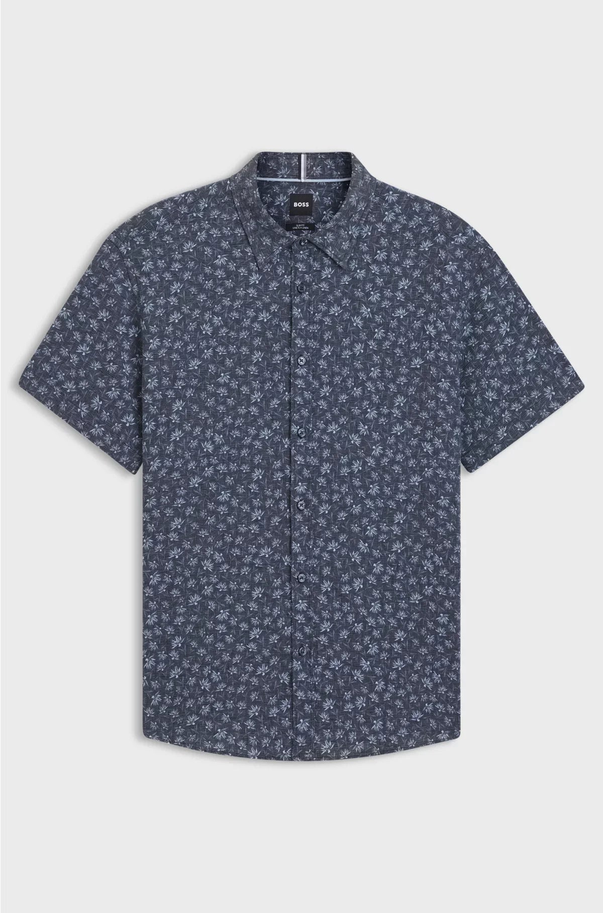 CAMICIA SLIM FIT IN LINO STRETCH A FANTASIA FLOREALE
