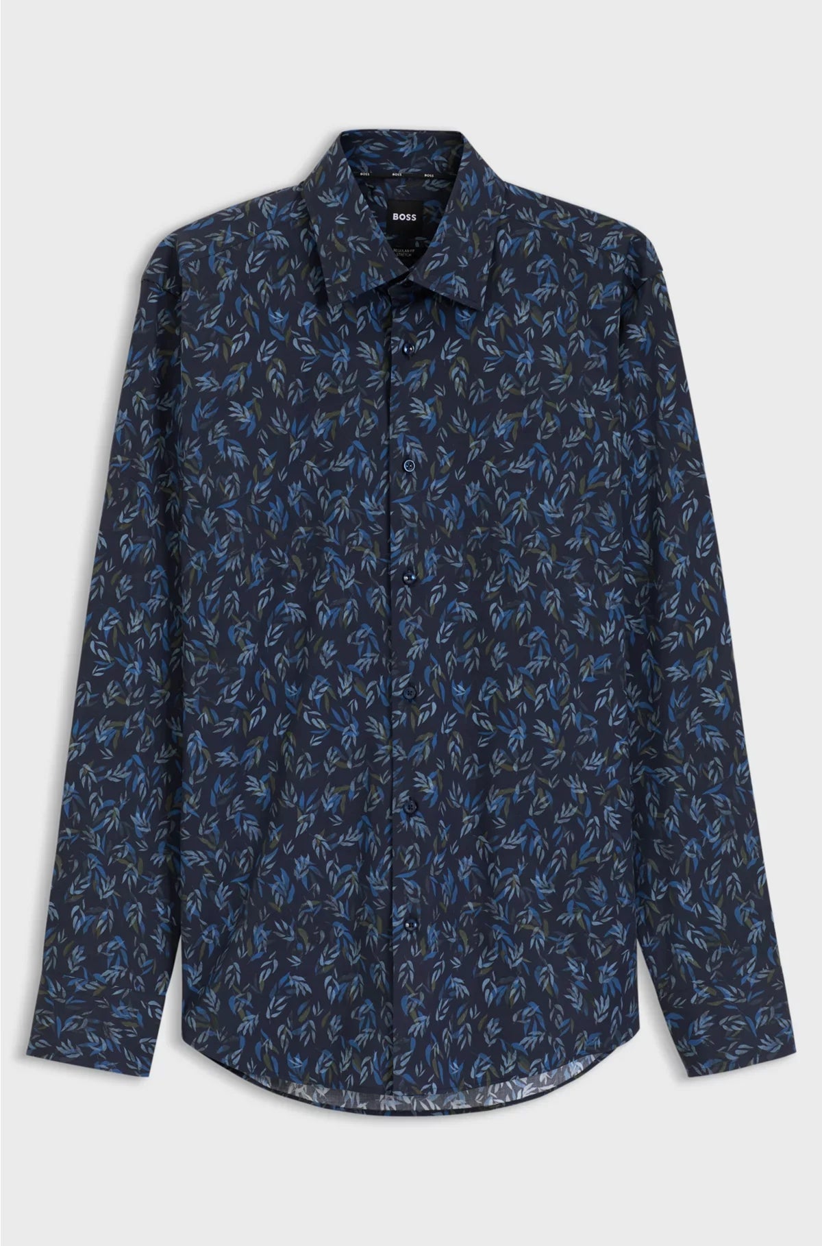 REGULAR-FIT SHIRT IN PRINTED STRETCH-COTTON POPLIN