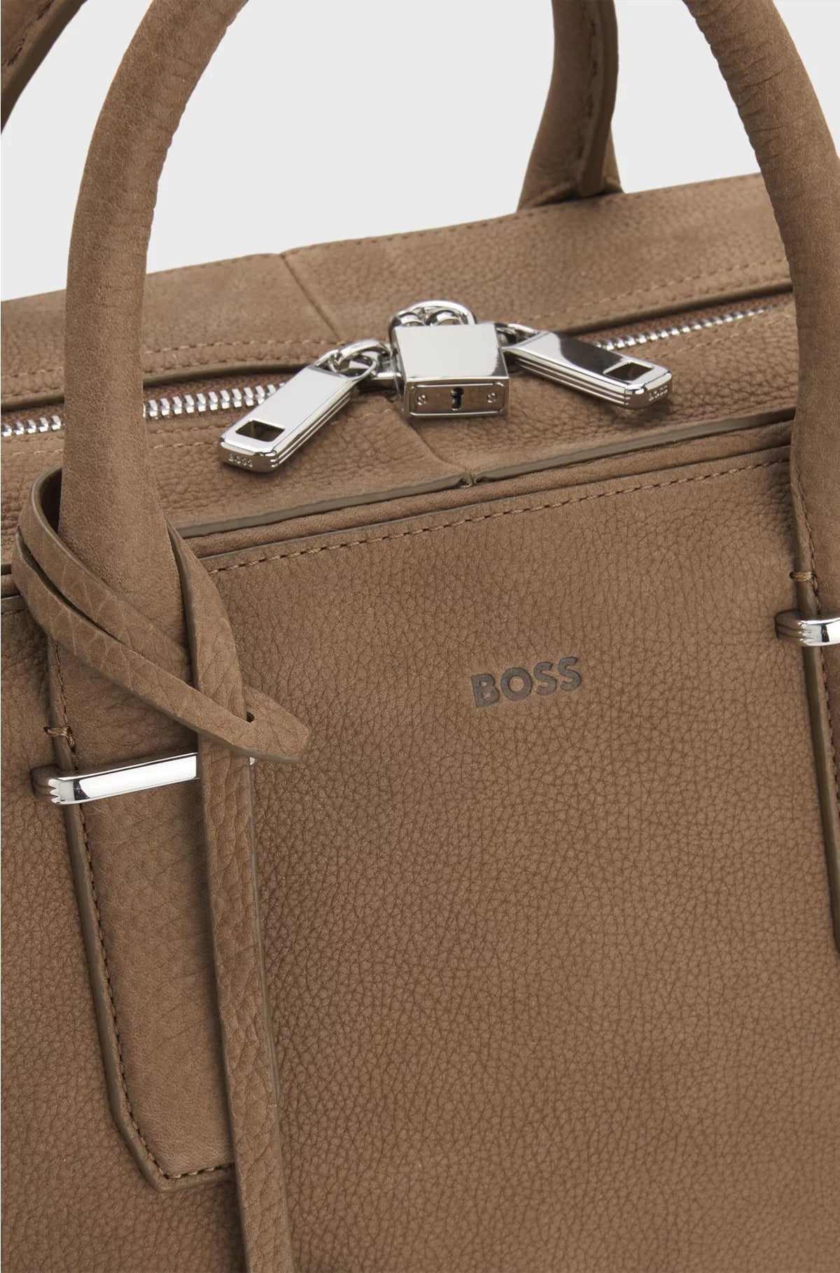 GRAINED-LEATHER HOLDALL WITH EMBOSSED LOGO