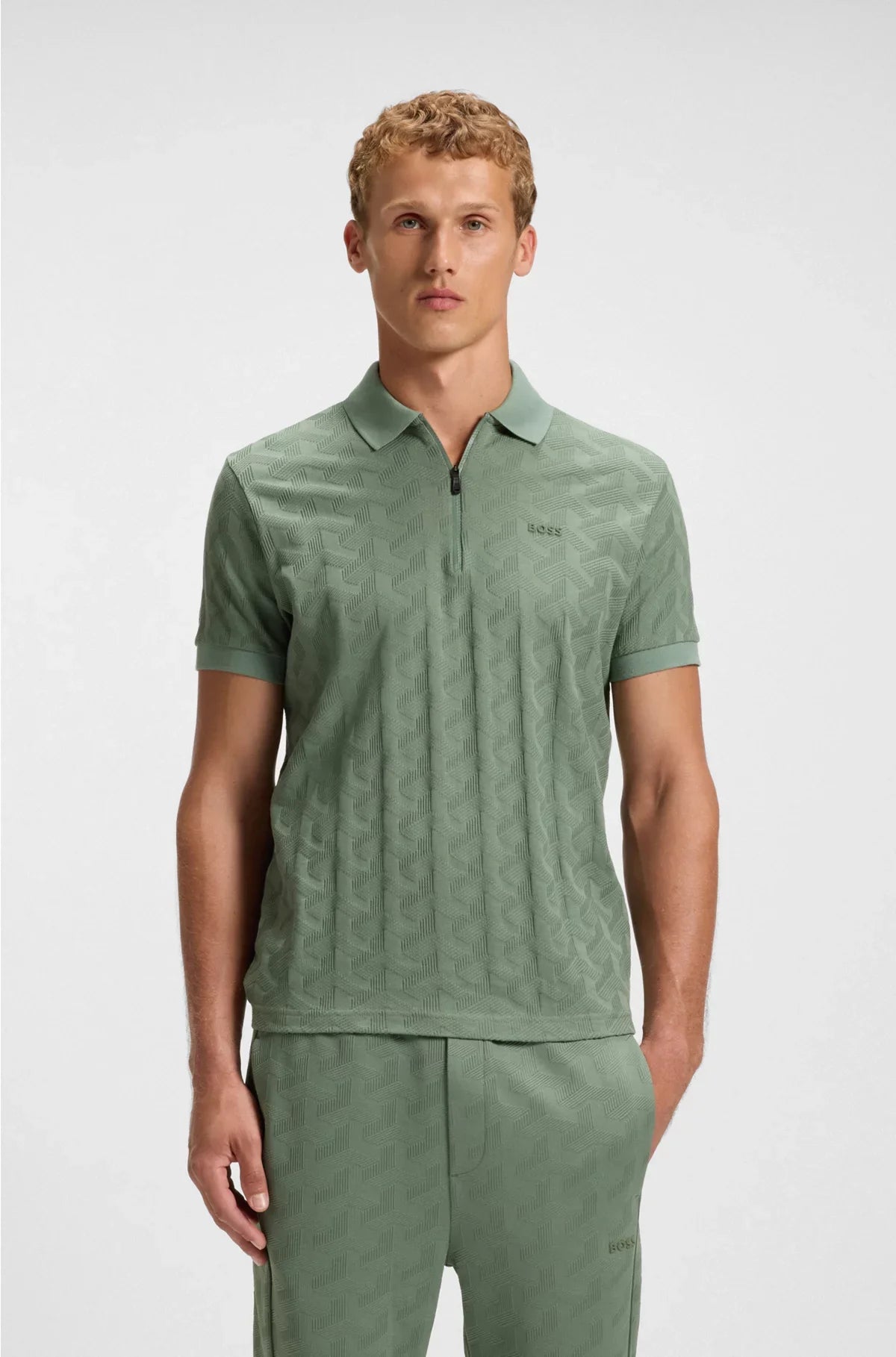 MERCERISED-COTTON POLO SHIRT WITH JACQUARD PATTERN