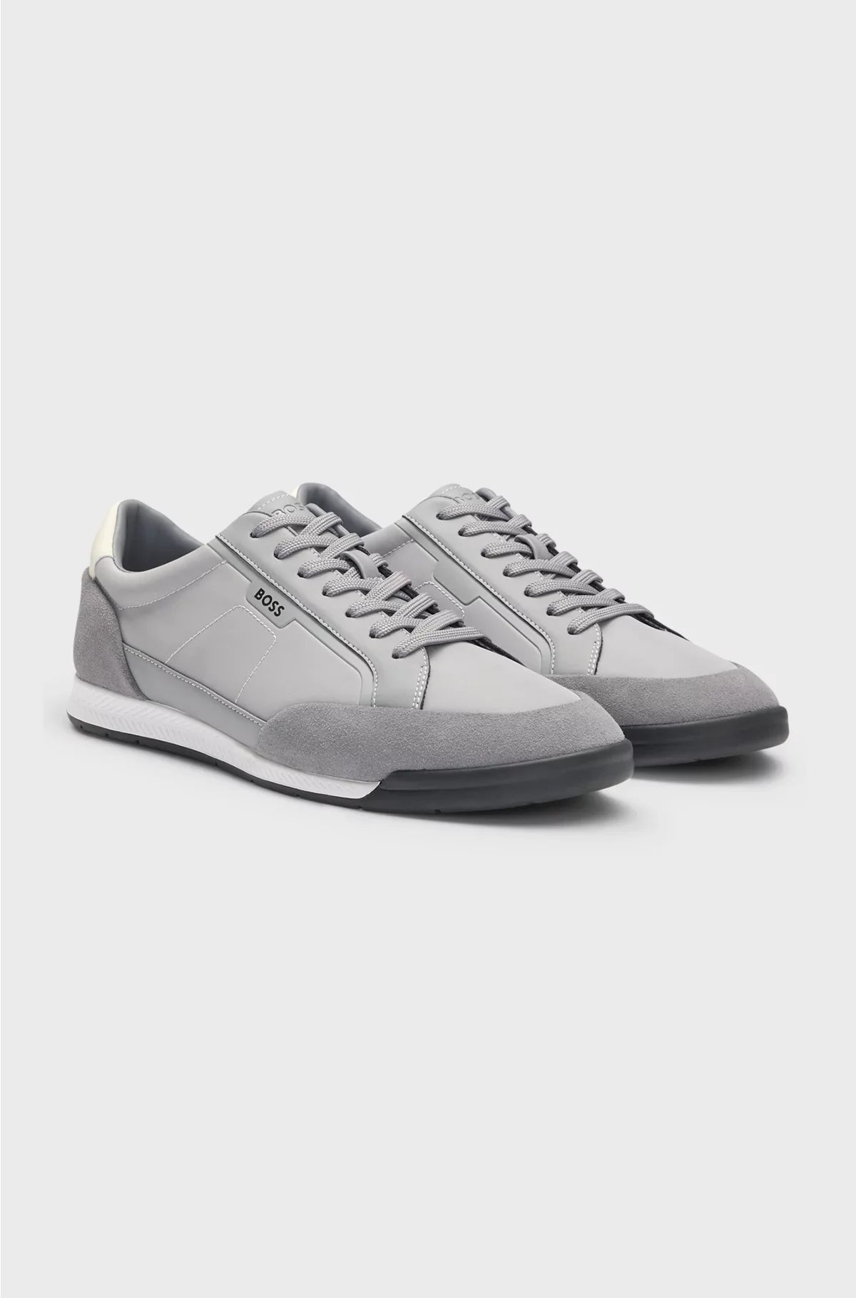 LOW-TOP TRAINERS WITH SUEDE AND FAUX LEATHER