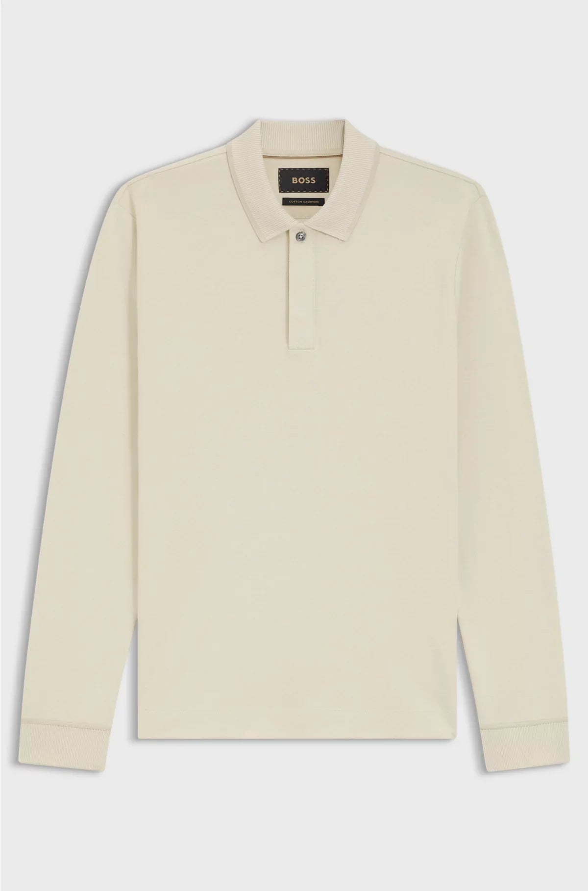 COTTON-CASHMERE POLO SHIRT WITH COVERED PLACKET