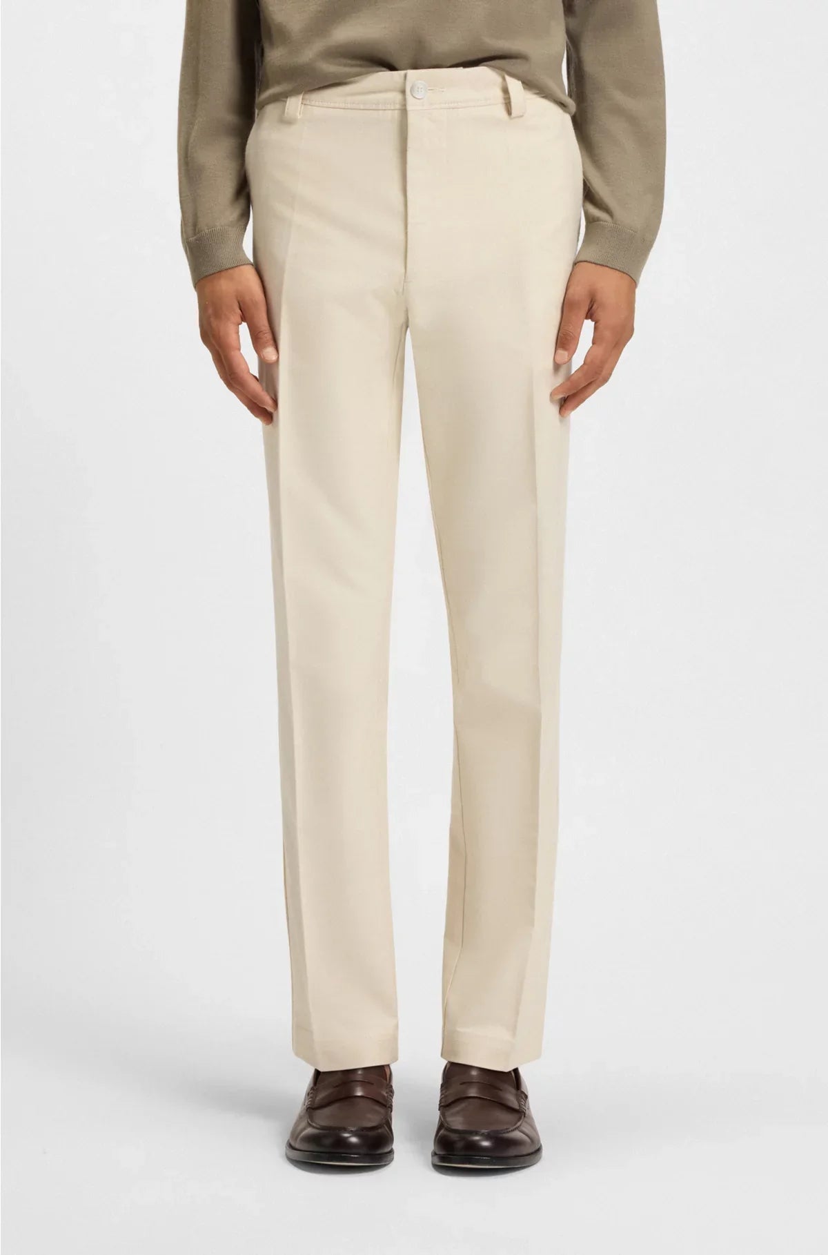Pantaloni dritti in twill di misto cotone