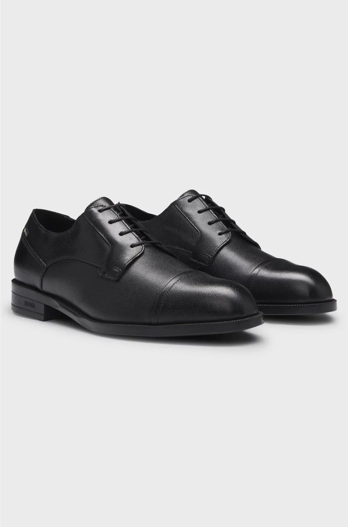 PRINTED-LEATHER DERBY SHOES WITH CAP TOE