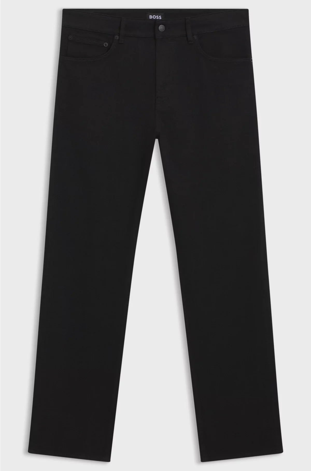 TAPERED-FIT JEANS IN LASER-PATTERNED BLACK DENIM