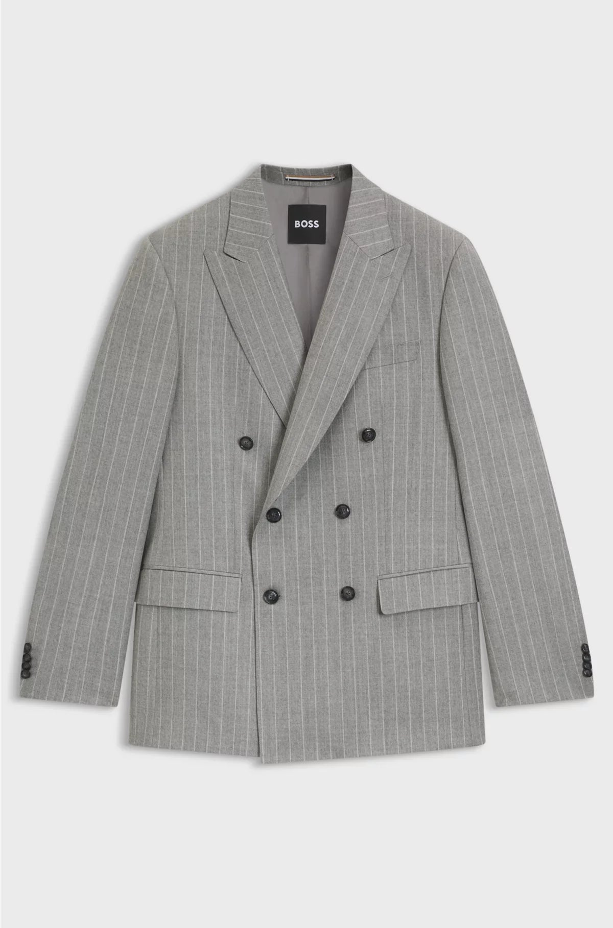 DOUBLE-BREASTED SUIT JACKET IN STRIPED VIRGIN WOOL