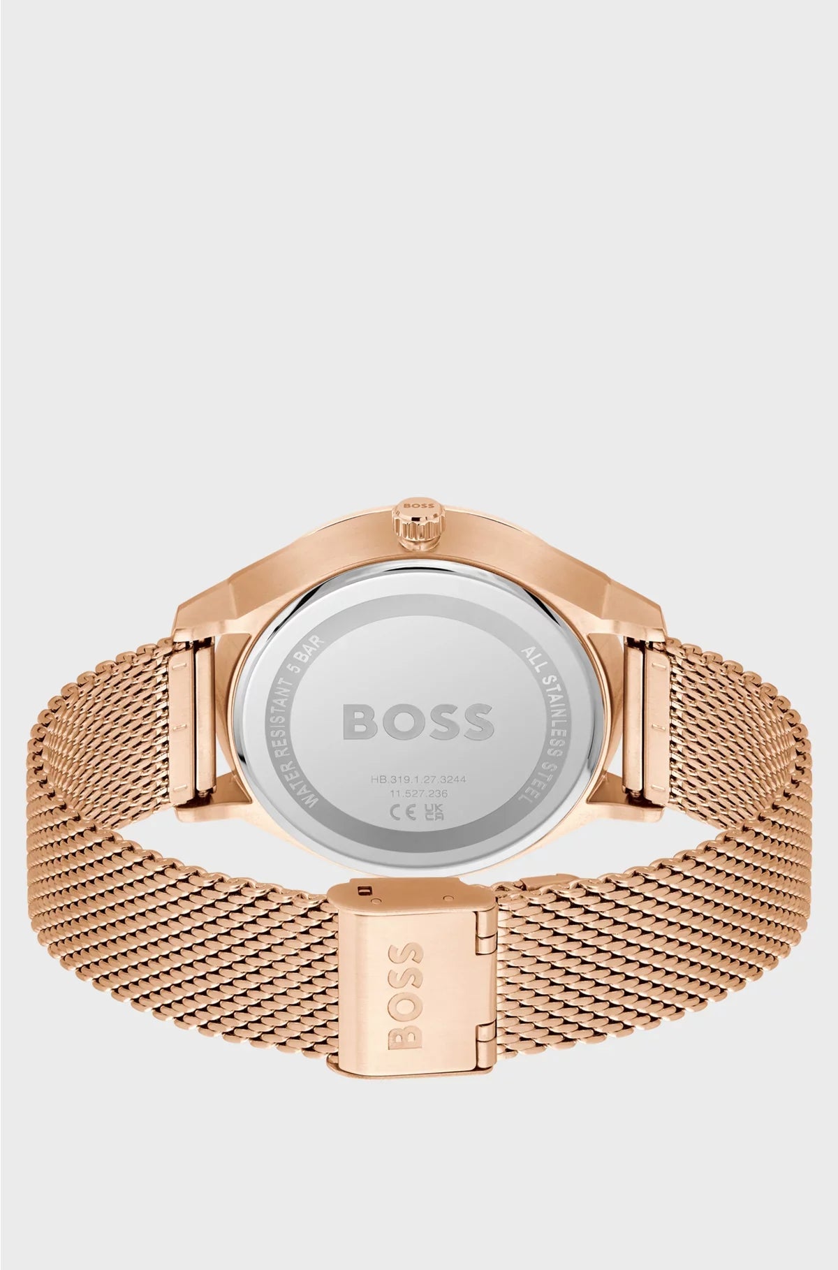 BLACK-DIAL WATCH WITH CARNATION-GOLD-TONE MESH BRACELET