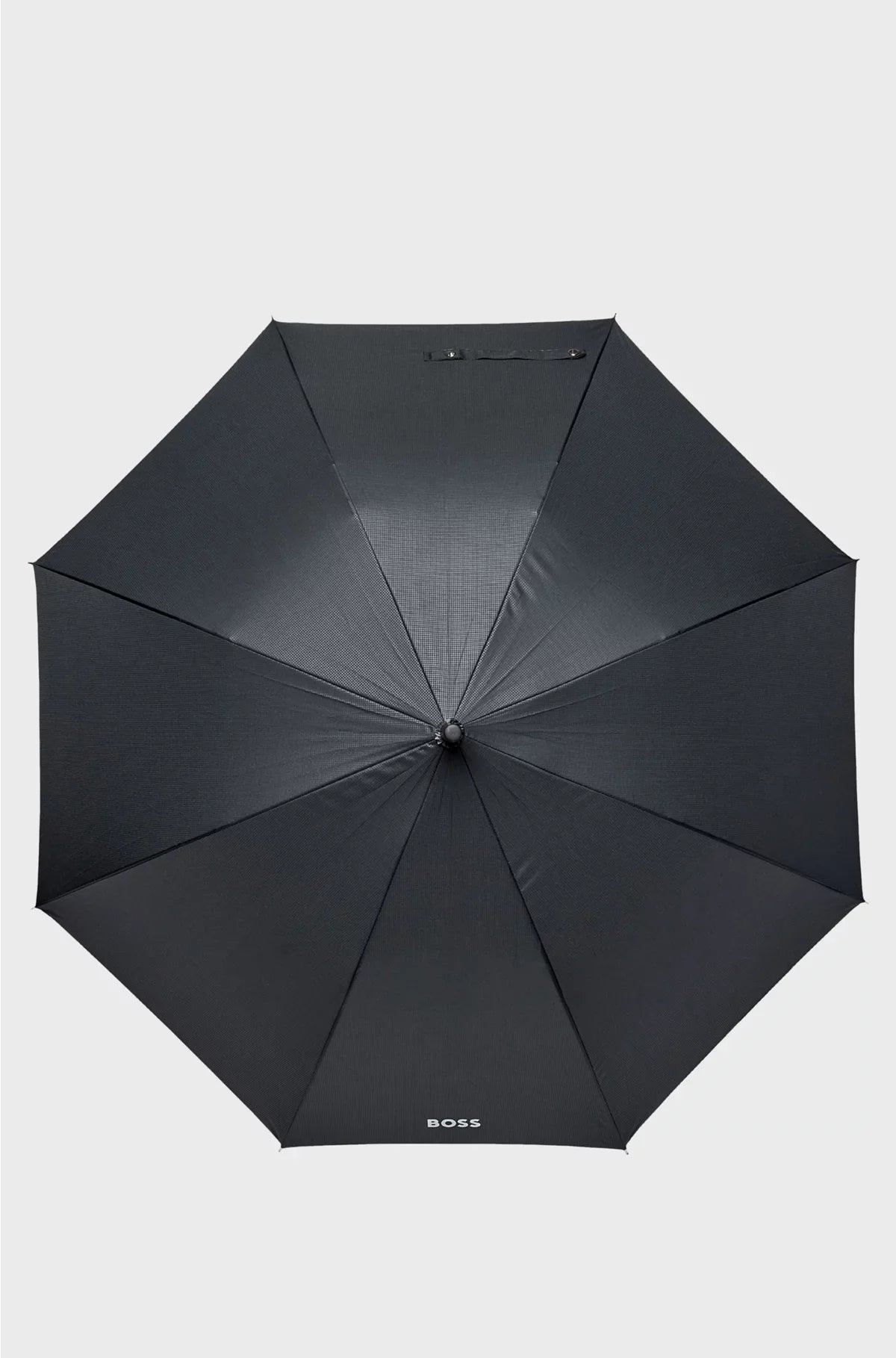 GRID-PATTERN UMBRELLA WITH LOGO-EMBOSSED HANDLE