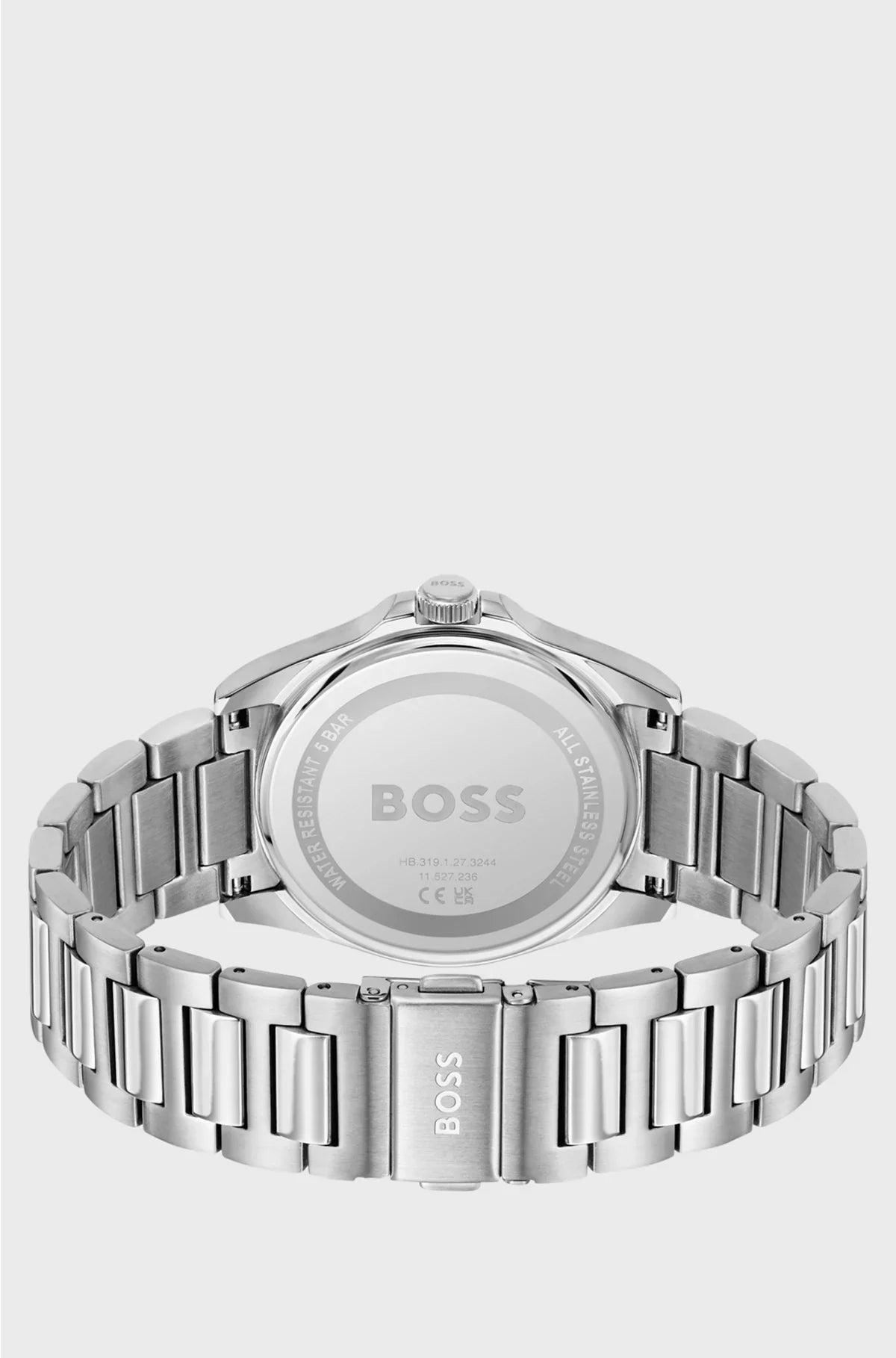 SILVER-TONE WATCH WITH BLACK GROOVED DIAL