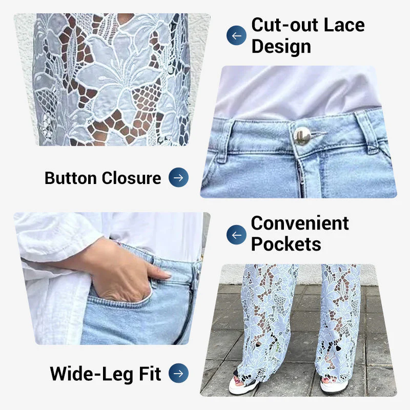 🌸🔥 Lace Spliced Jeans