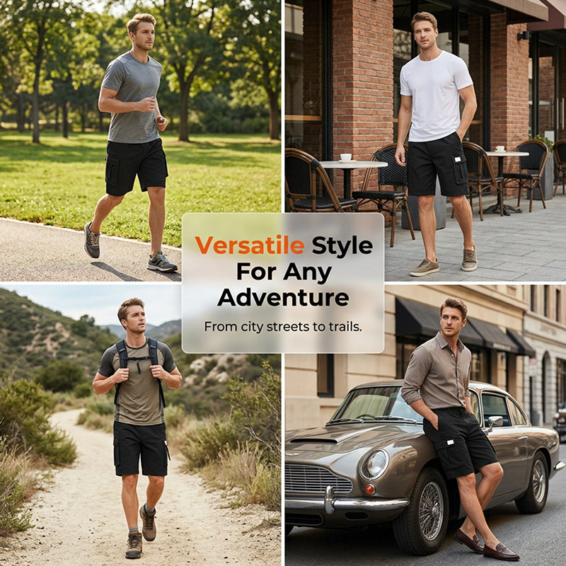 Men's Casual Cargo Shorts with Elastic Waist