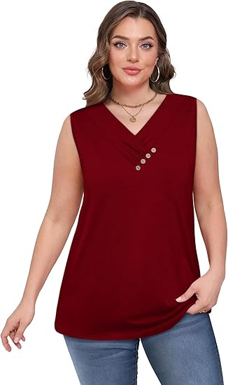 💐2026 Women’s Button Down V Neck Loose Fit Tank Top