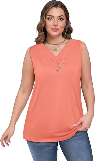 💐2026 Women’s Button Down V Neck Loose Fit Tank Top
