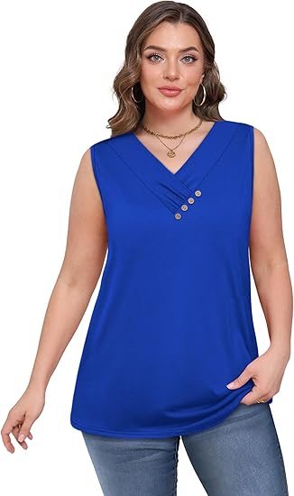 💐2026 Women’s Button Down V Neck Loose Fit Tank Top
