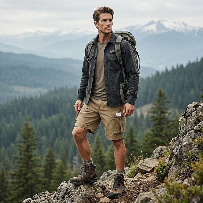 Men's Casual Cargo Shorts with Elastic Waist