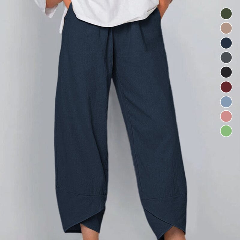 👖Pantaloni vintage asimmetrici con elastico in vita e tasche – Design unico, vestibilità comoda e stile funzionale🌸