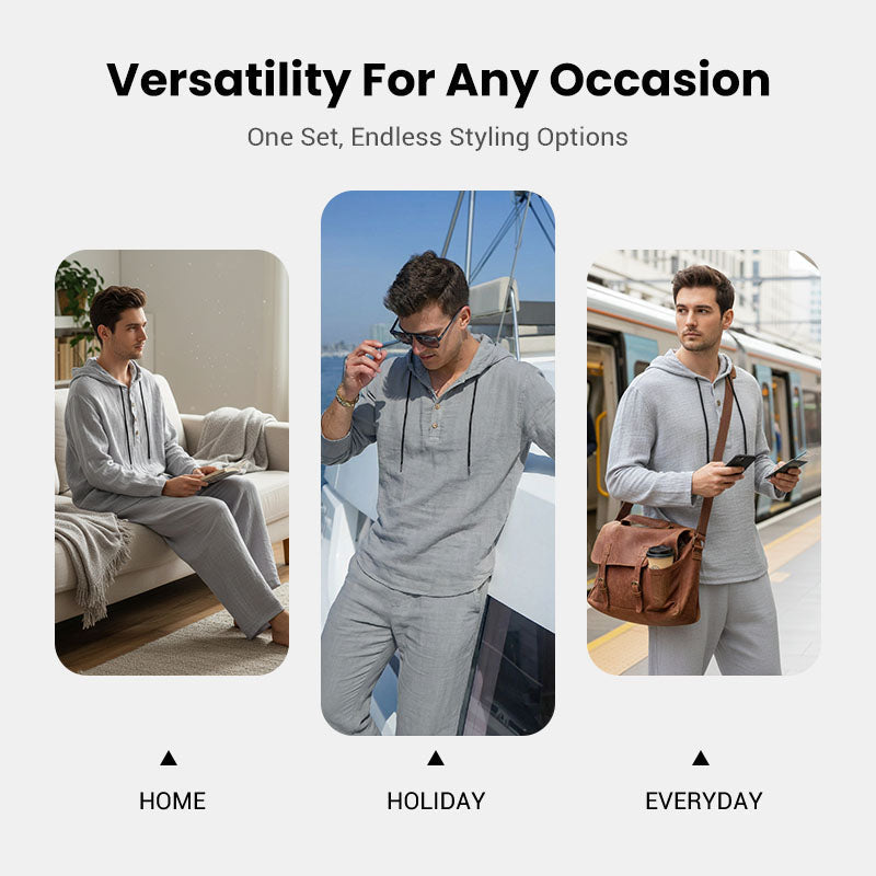 📢📢60% OFF !!!Men's Hooded Casual Loose Top & Pants 2-Piece Set