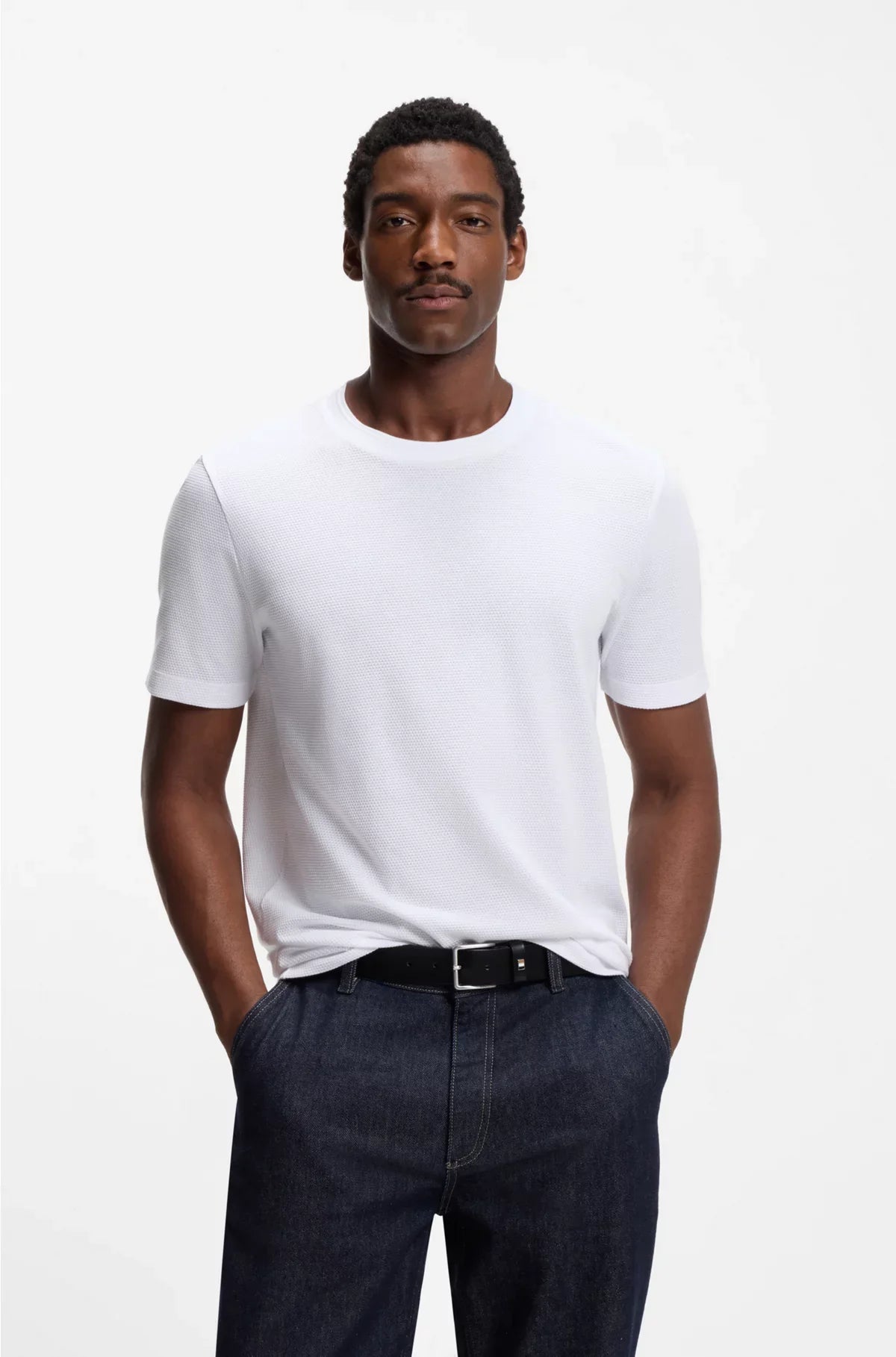 T-SHIRT IN MISTO COTONE CON LAVORAZIONE BUBBLE JACQUARD