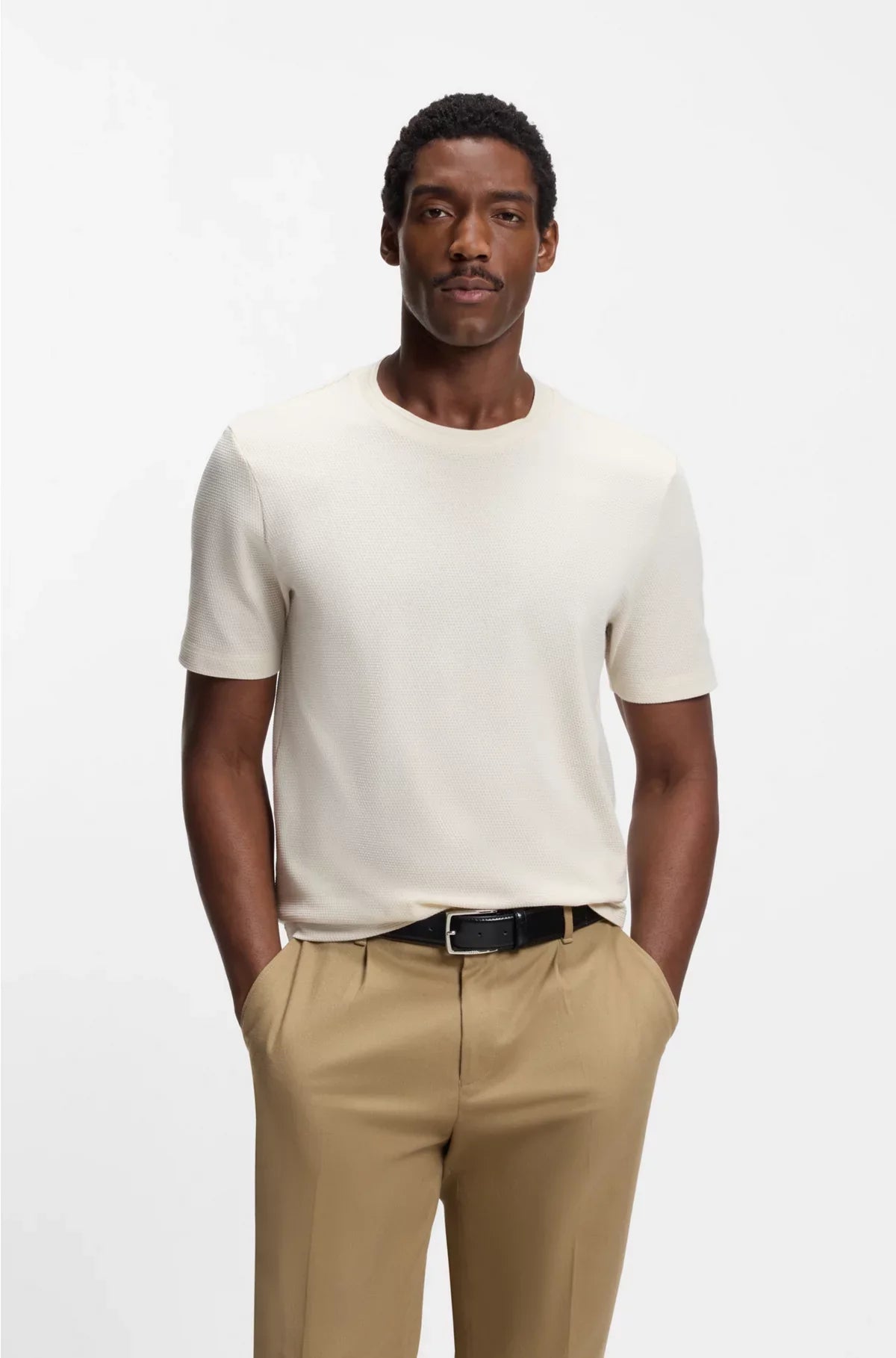 T-SHIRT IN MISTO COTONE CON LAVORAZIONE BUBBLE JACQUARD