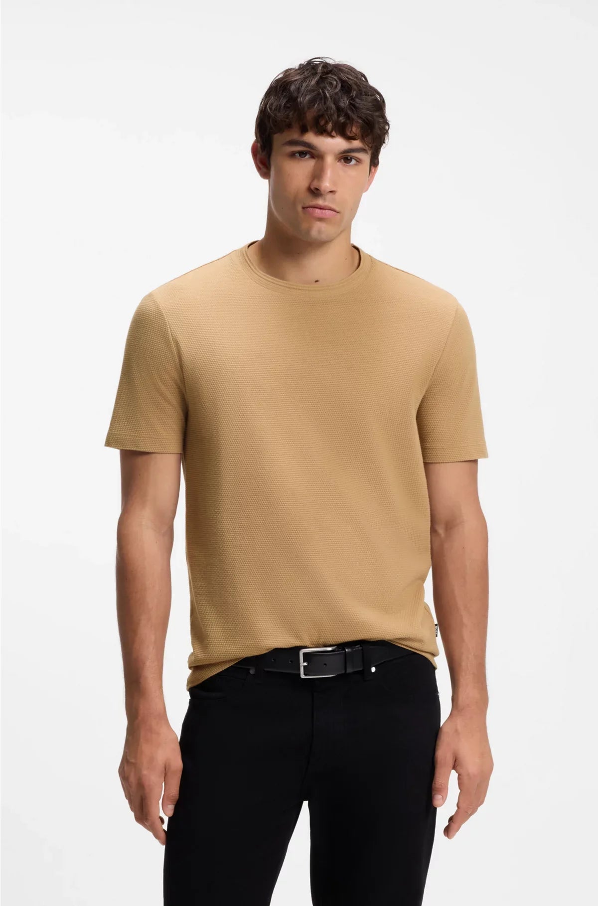 T-SHIRT IN MISTO COTONE CON LAVORAZIONE BUBBLE JACQUARD