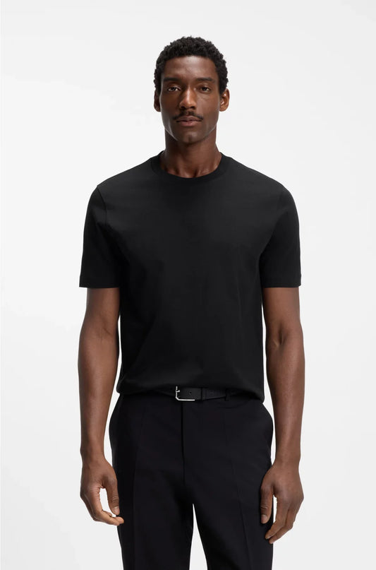REGULAR-FIT T-SHIRT IN COTTON JERSEY WITH RIBBED COLLAR