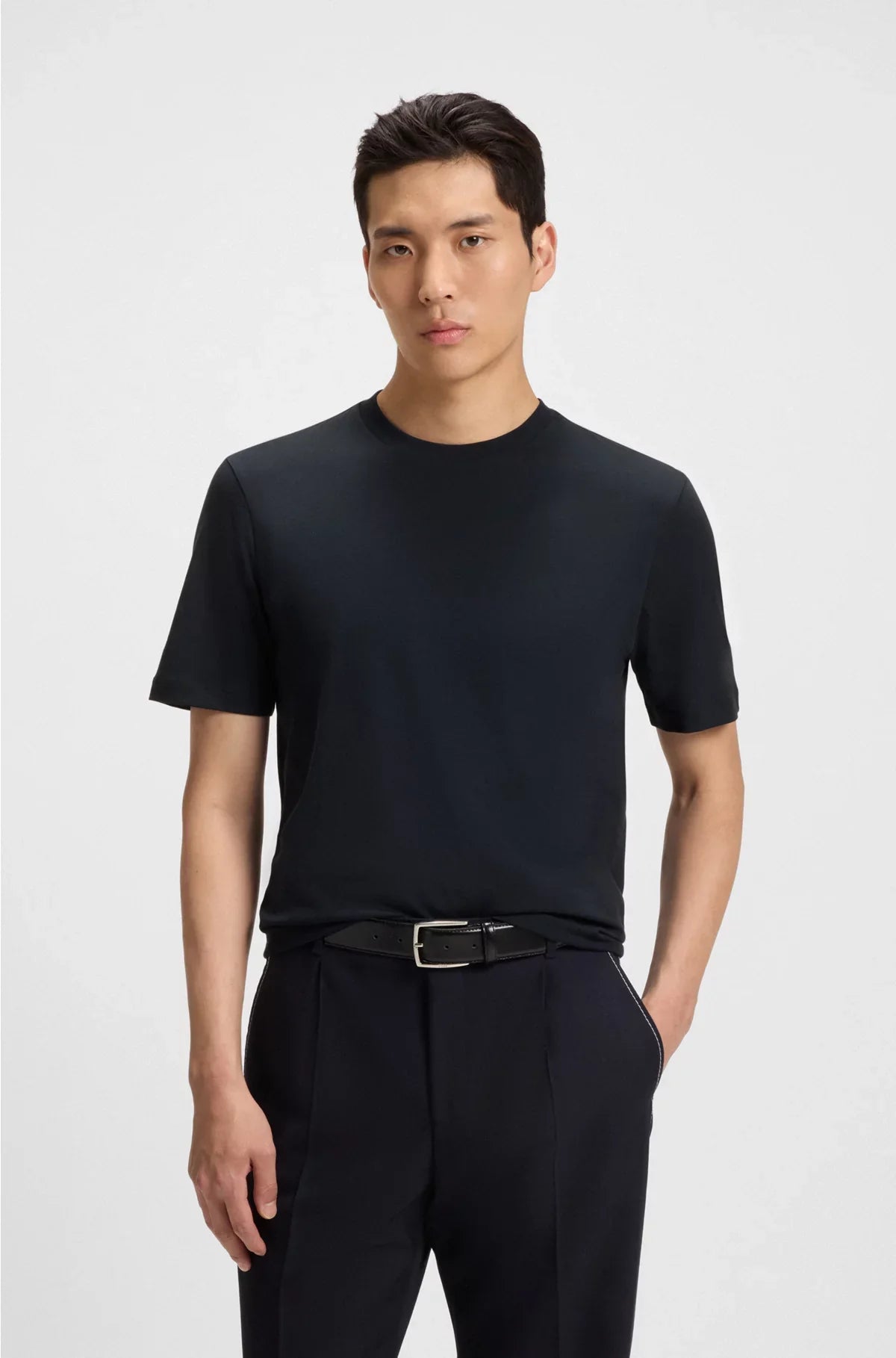 T-SHIRT REGULAR FIT IN JERSEY DI COTONE CON COLLO A COSTINE