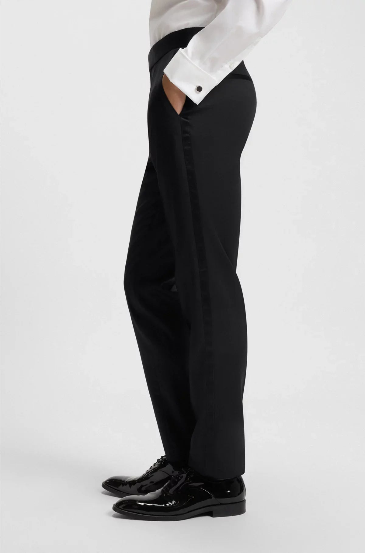 PANTALONI DA SMOKING SLIM FIT IN SAIA DI PURA LANA