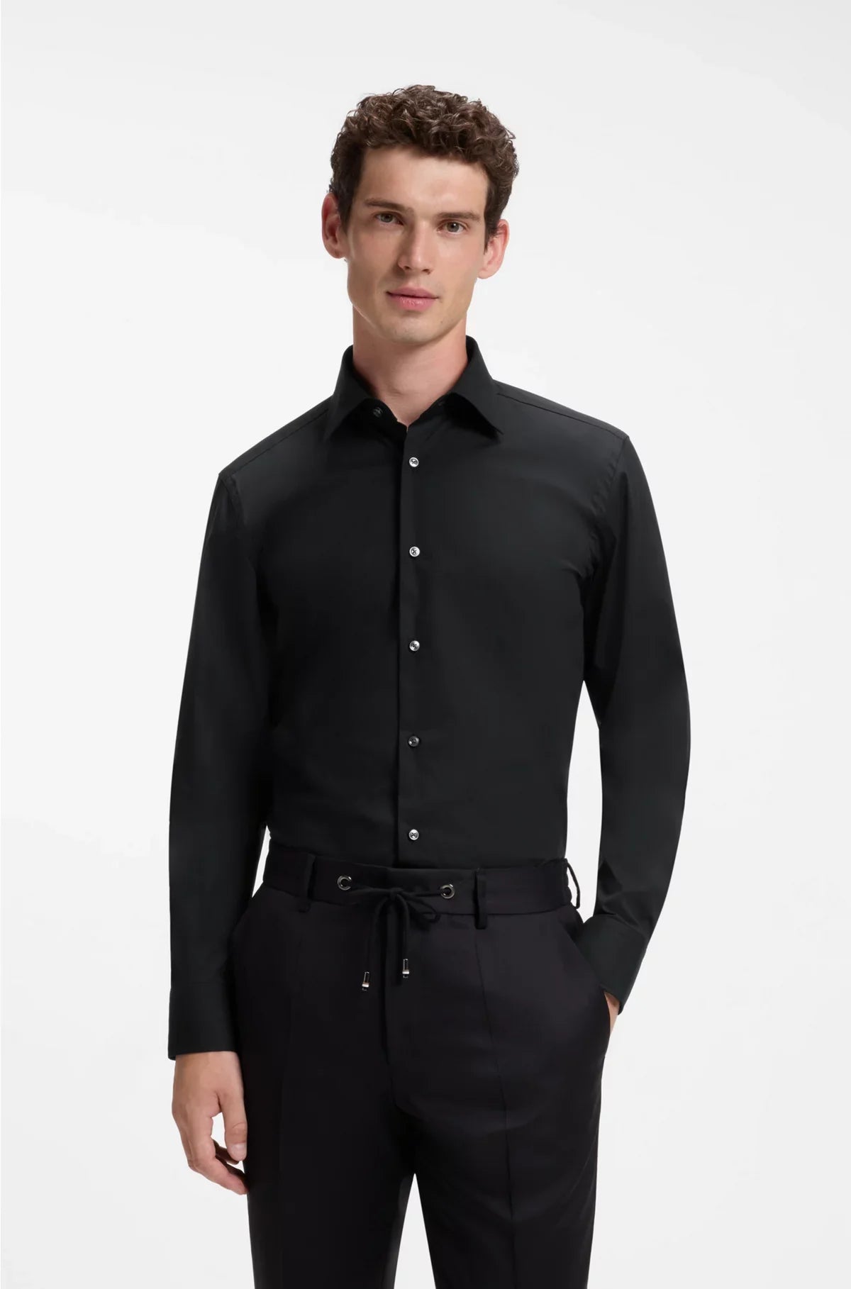 SLIM-FIT SHIRT IN EASY-IRON STRETCH-COTTON POPLIN