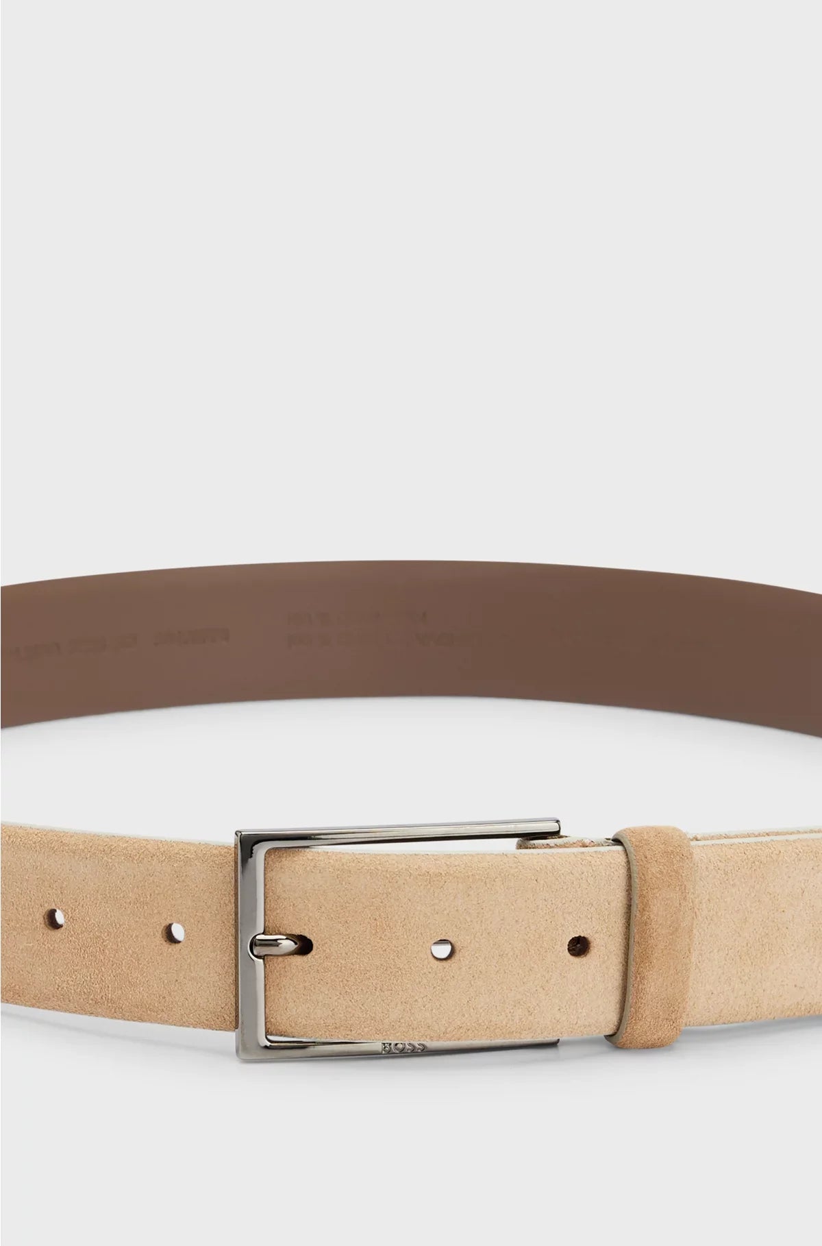 SUEDE BELT WITH LOGO AND GUNMETAL BUCKLE