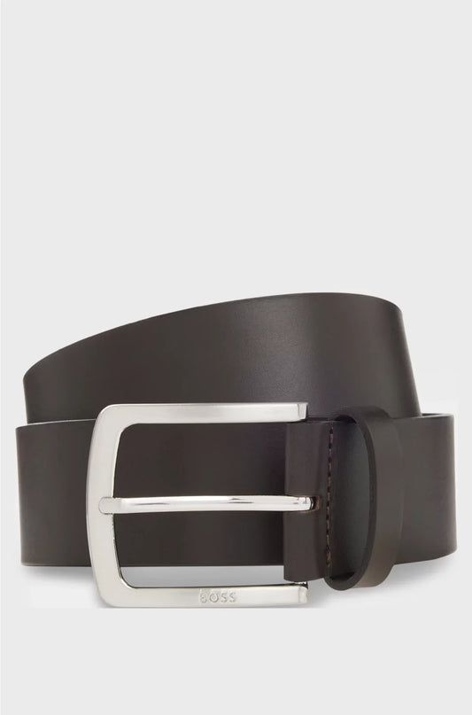 ITALIAN-LEATHER BELT WITH LOGO-ENGRAVED BUCKLE