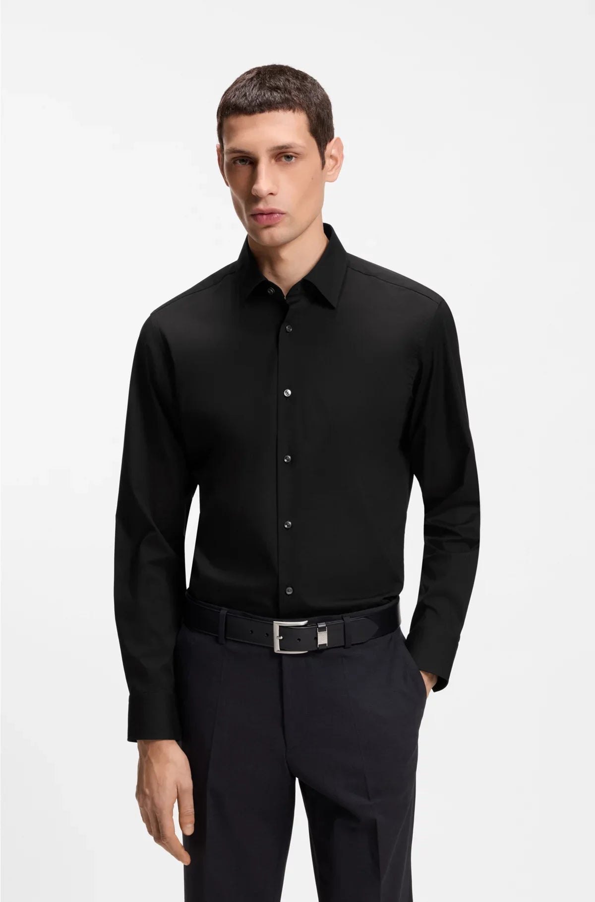Camicia REGULAR FIT in popeline di cotone stretch no-stiro