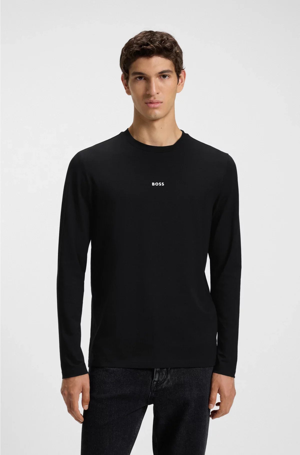 LONG-SLEEVED T-SHIRT IN STRETCH COTTON WITH LOGO PRINT