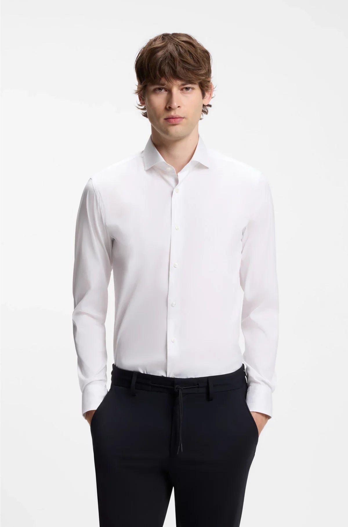SLIM-FIT SHIRT IN EASY-IRON COTTON-BLEND POPLIN