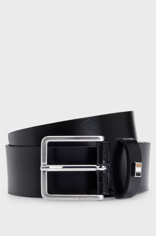 ITALIAN-LEATHER BELT WITH SIGNATURE-STRIPE KEEPER