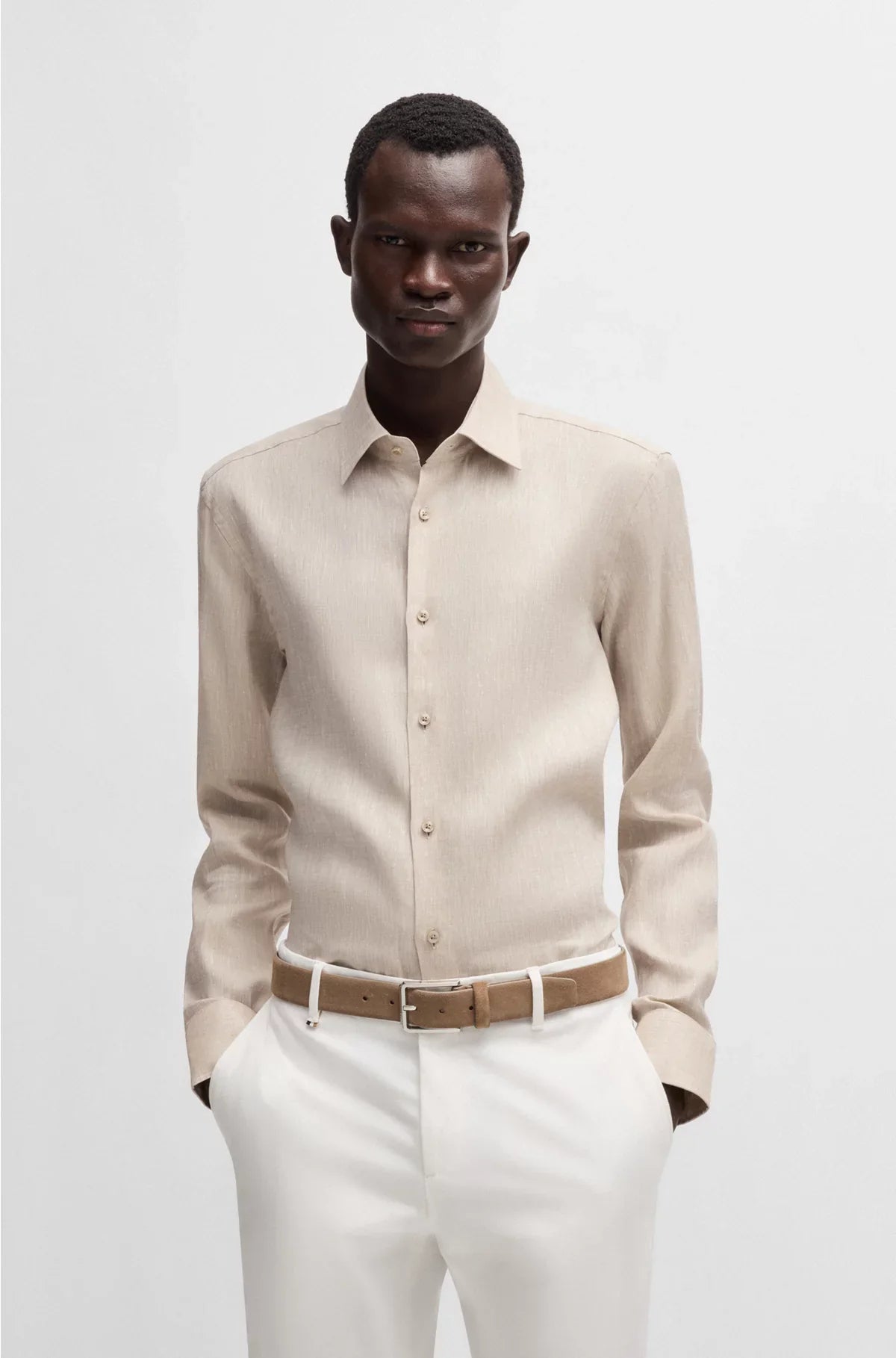 CAMICIA SLIM FIT IN LINO DI PRODUZIONE ITALIANA