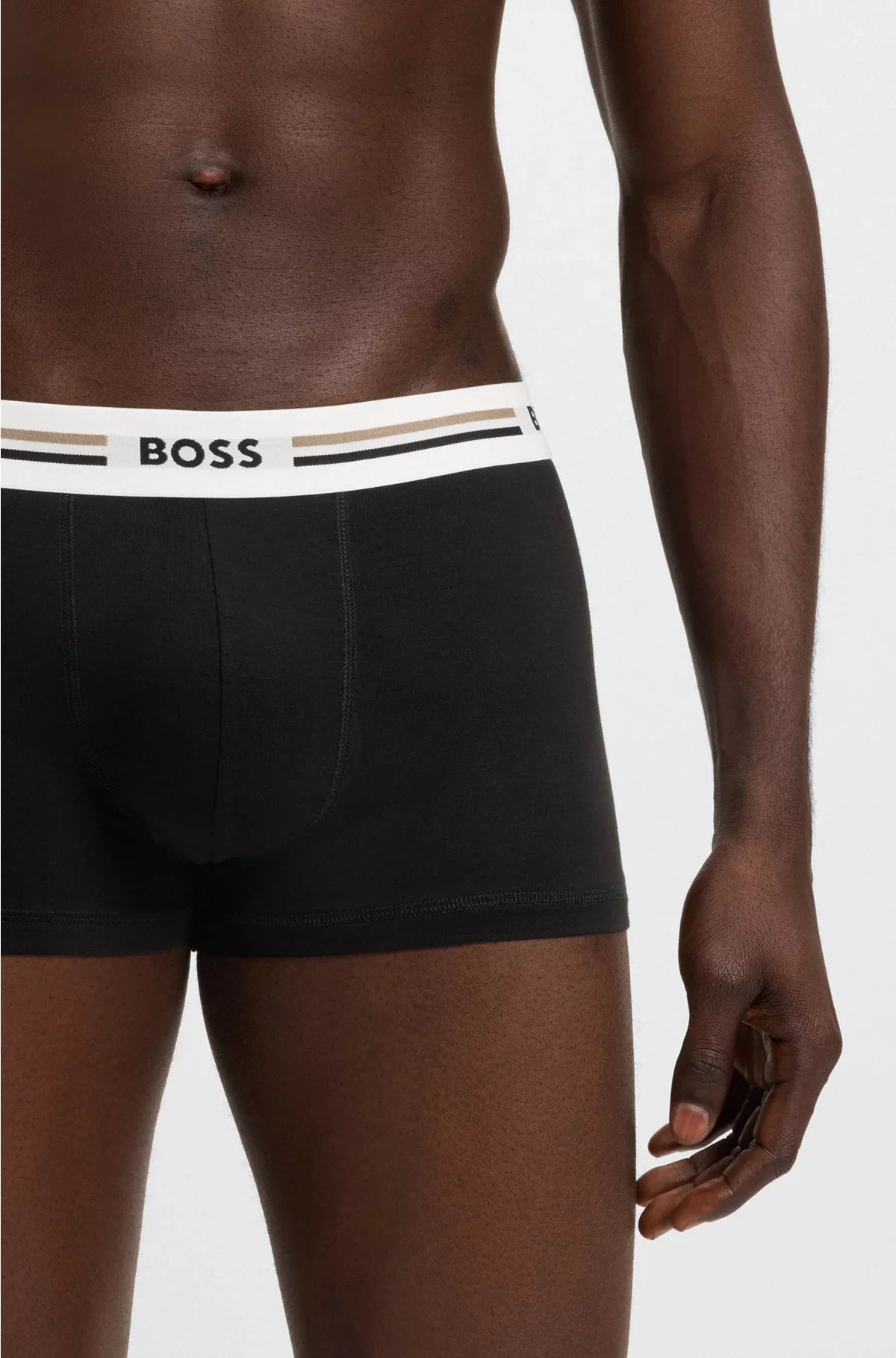 CONFEZIONE DA TRE SLIP CON ELASTICO IN VITA A RIGHE E LOGO