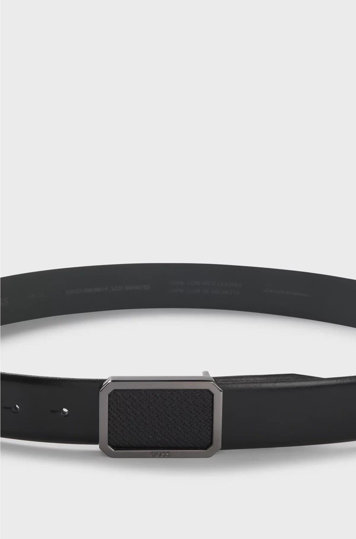 ITALIAN-LEATHER BELT WITH PLAQUE MONOGRAM BUCKLE