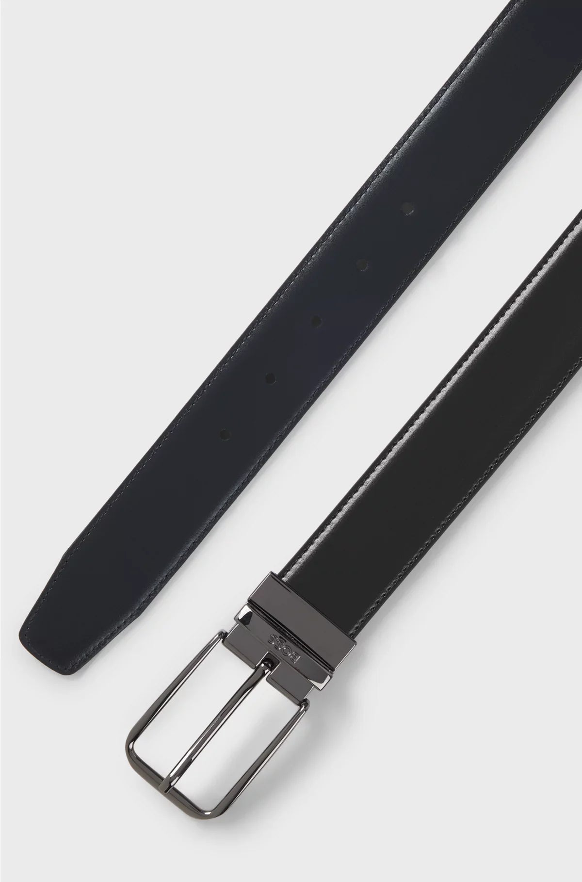 REVERSIBLE ITALIAN-LEATHER BELT WITH BRANDED KEEPER