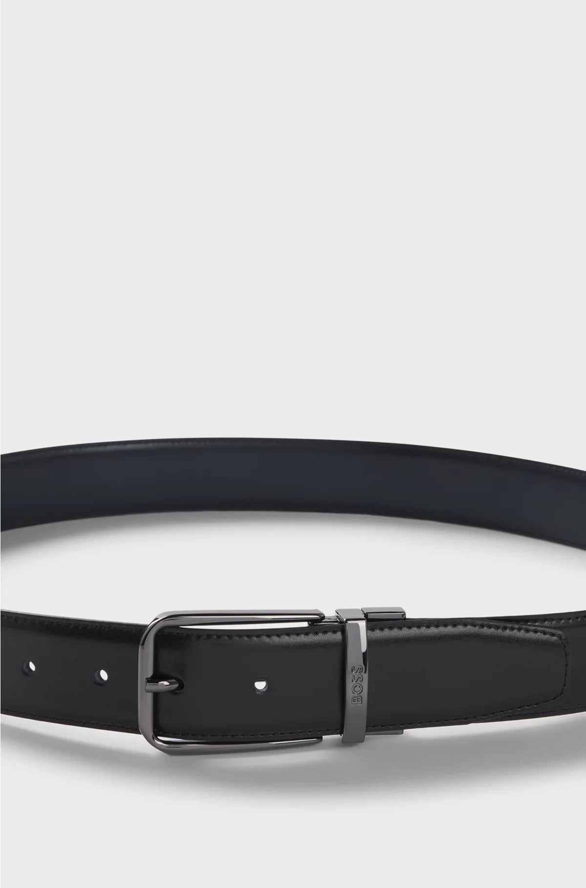 REVERSIBLE ITALIAN-LEATHER BELT WITH BRANDED KEEPER