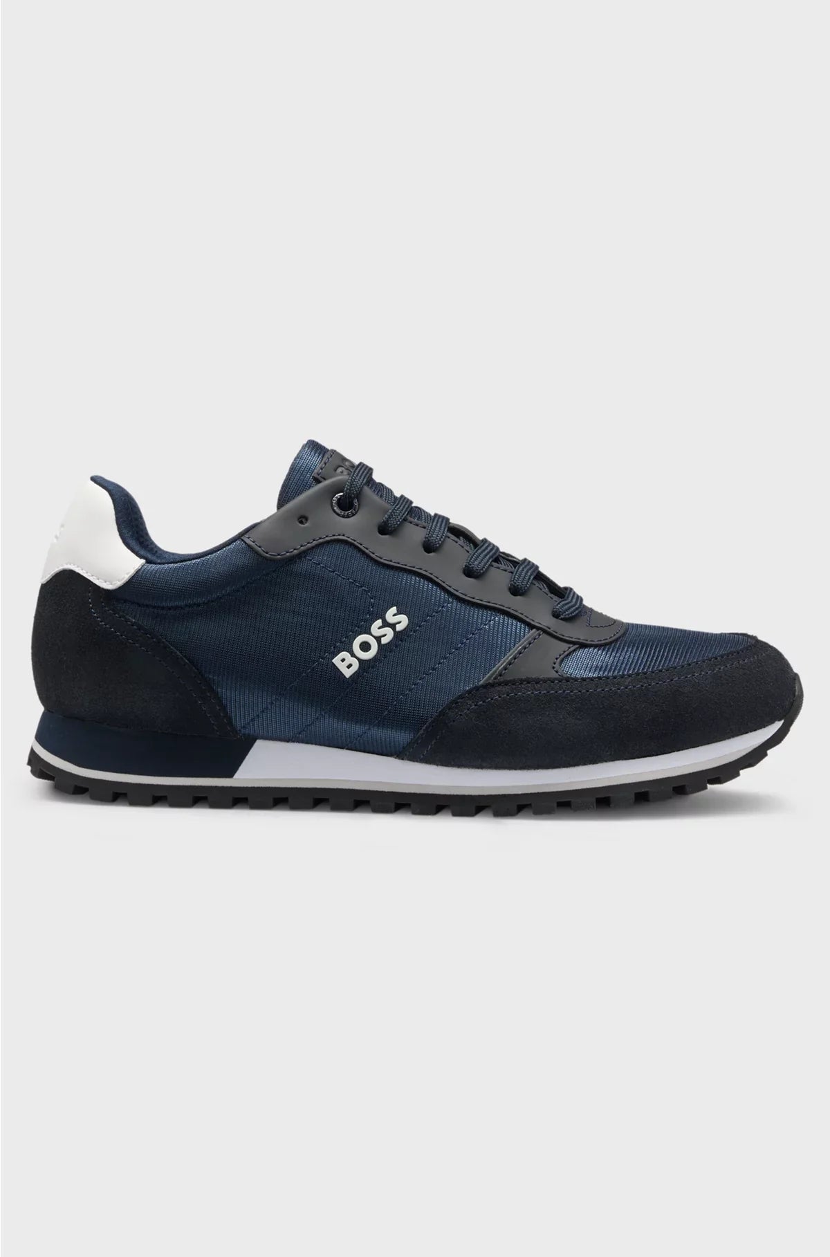 RUNNING-INSPIRED TRAINERS WITH FAUX-LEATHER TRIMS