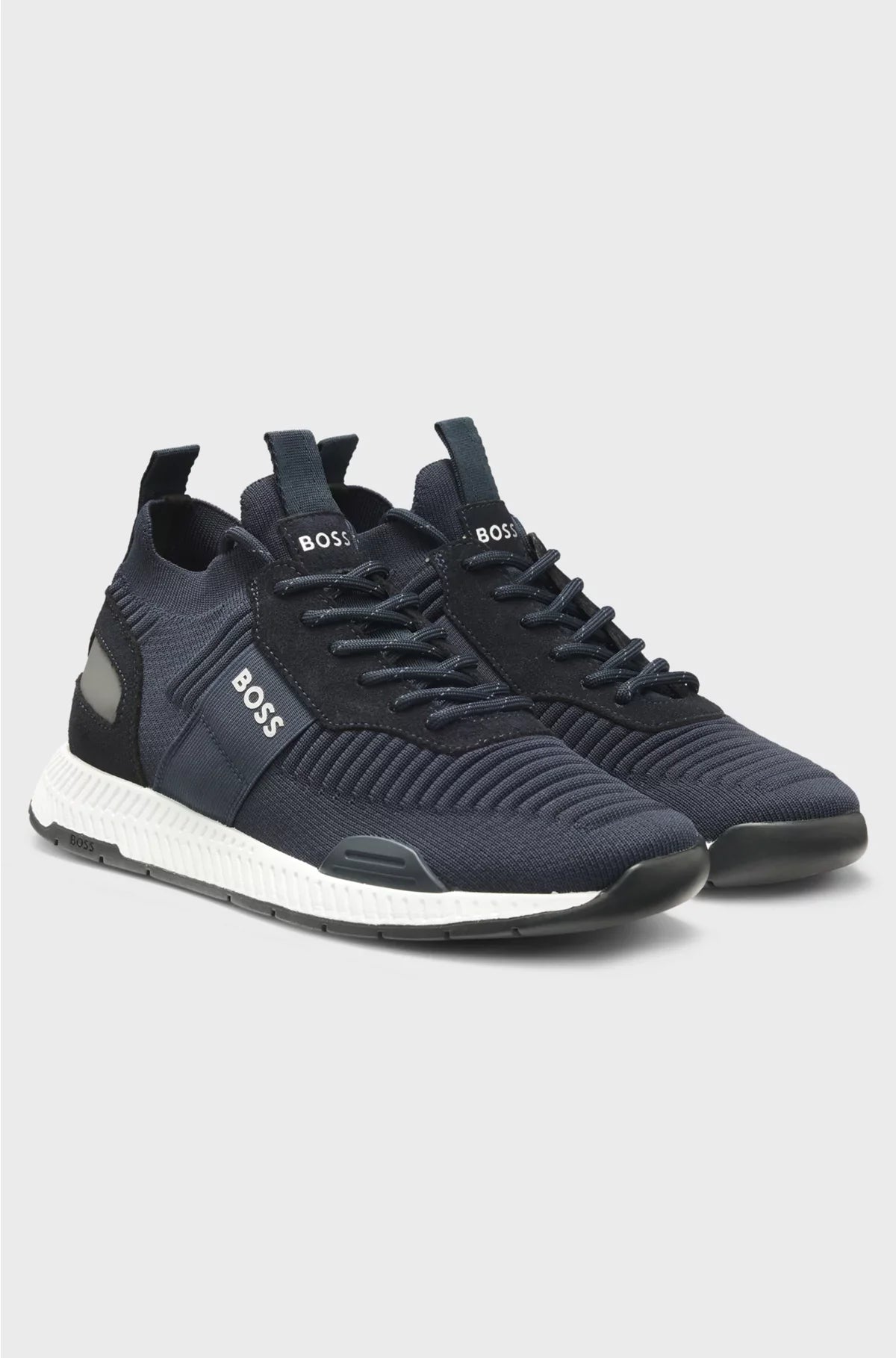 TRAINERS WITH KNITTED UPPERS AND SUEDE TRIMS