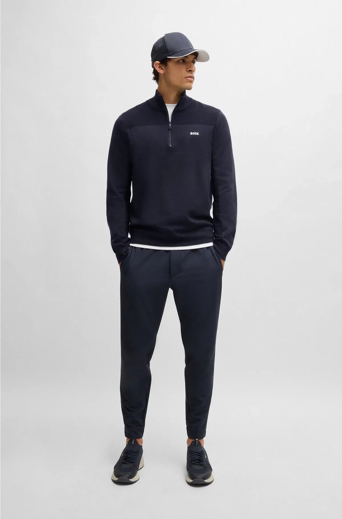 BRANDED ZIP-NECK SWEATER IN DRY-FLEX FABRIC