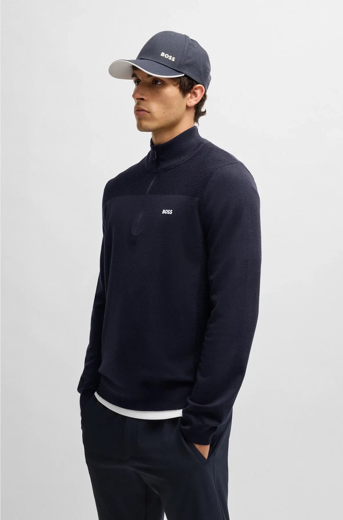 BRANDED ZIP-NECK SWEATER IN DRY-FLEX FABRIC