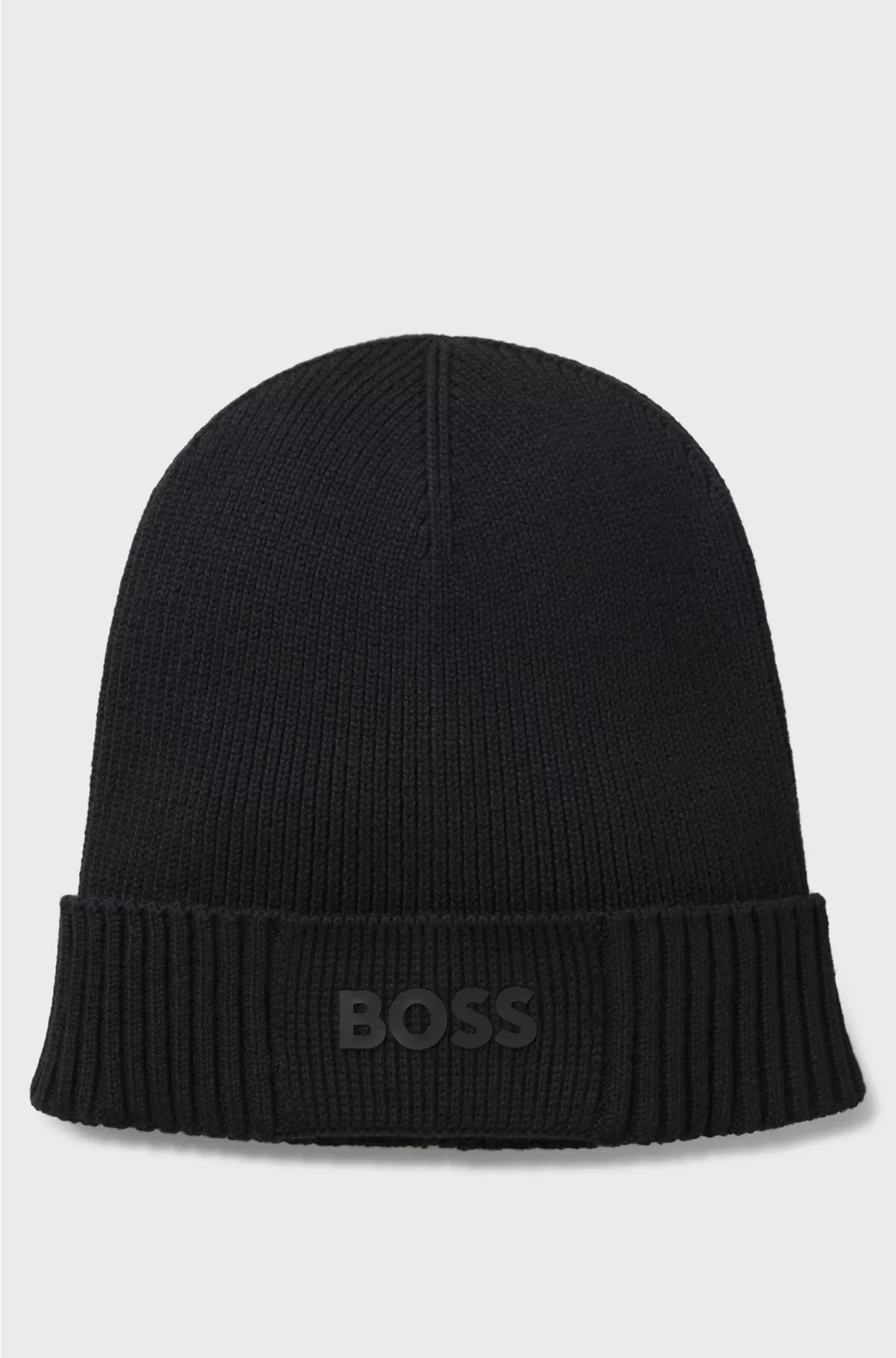 LOGO-DETAIL BEANIE HAT IN COTTON AND VIRGIN WOOL