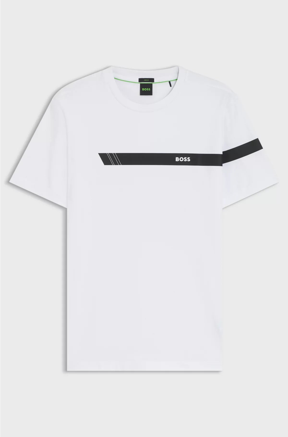 STRETCH-COTTON T-SHIRT WITH STRIPE AND LOGO