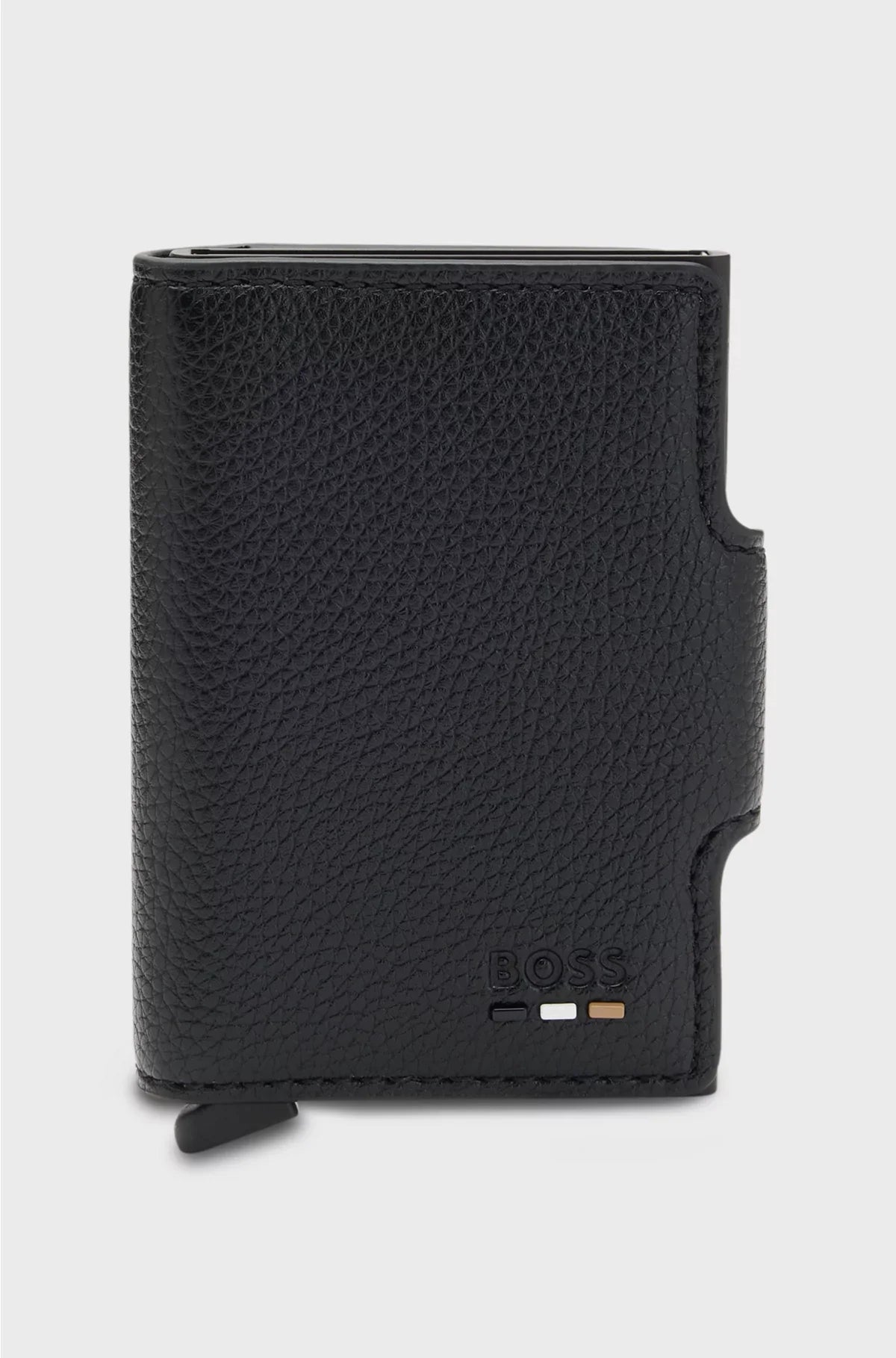 GRAINED FAUX-LEATHER CARD HOLDER WITH ALUMINIUM CASE